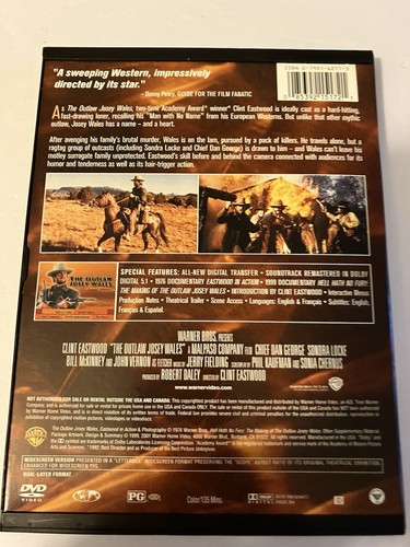 THE OUTLAW JOSEY WALES DVD 1976 CLINT EASTWOOD SONDRA LOCKE JOHN VERNON MCKINNEY - Picture 4 of 6