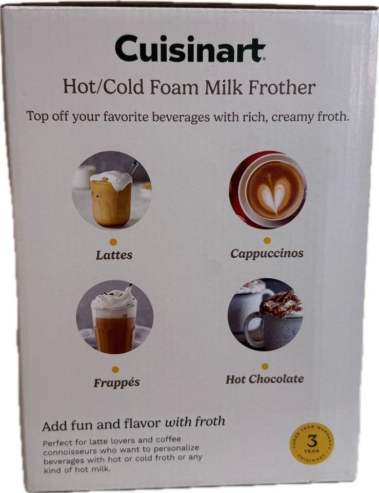 Espumador de leite Cuisinart FR-16 quente/frio interior de aço inoxidável (novo na caixa) - Imagem 3 de 4