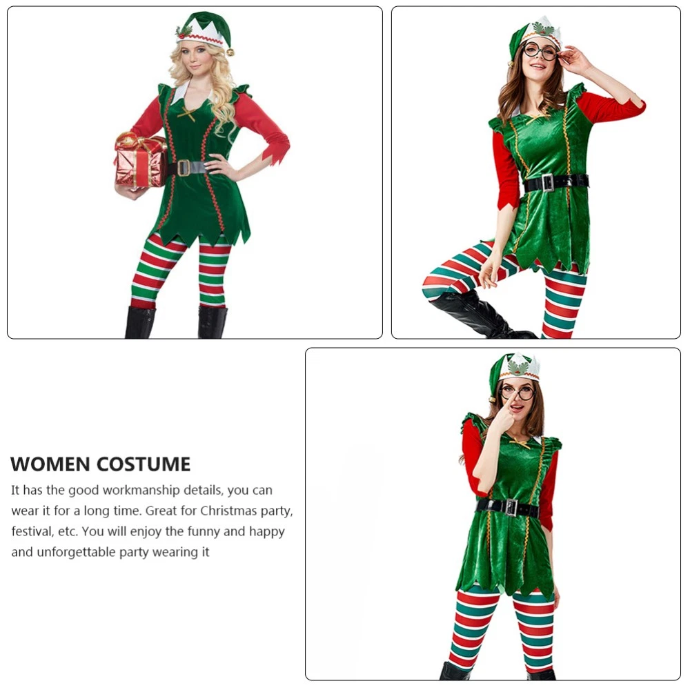 VETEMENTS 1 Set Costume Natalizio Donna Vestiti Abito Performance Ragazza Costume Elfo