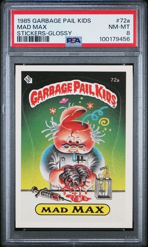 PSA 8 NM-MT 1985 Garbage Pail Kids OS2 #72a MAD MAX Glossy Sticker Card - Picture 1 of 2