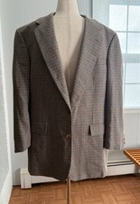 Norman Hilton Wool Houndstooth Blazer Sport Coat Jacket Mens 44L Herringbone