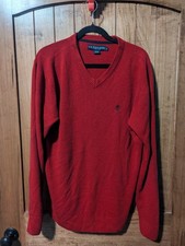 US Polo Assn. Men's V-Neck Sweater, Size Large, Red, Long Sleeve, Acrylic