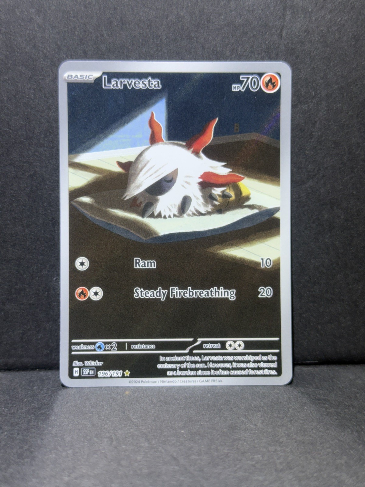 LARVESTA 2024 POKEMON SURGING SPARKS ILLUSTRATION RARE FULL ART #196/191 Q6512