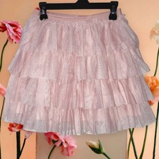 Wonder Nation Pink Mesh Tiered Ruffle Tutu Dance Skirt Cotton Lined Ballet Sz 8