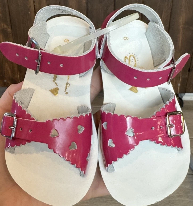 Salt-Water Size 6 Toddler Sun-San Sweetheart Sandals Fuchsia Strap Slingback - Image 2 of 4