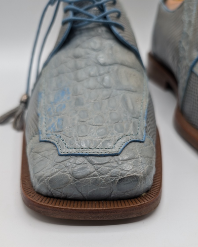 ROMANO EXOTIC SHOES Genuine Lizard Crocodile Light Blue Dress Shoes size UK 10 - Picture 6 of 21