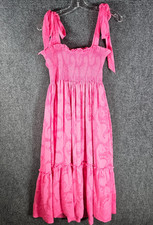 Lilly Pulitzer Size Small Hot Pink Hadly Smocked Maxi Dress Crepe Swirl