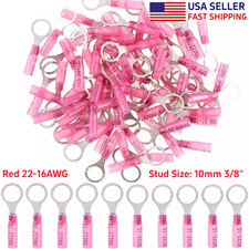 50-500pcs Waterproof Heat Shrink Ring Terminal 3/8" Stud 22-16AWG Wire Connector