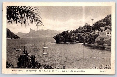 Antique Brazil Postcard NITEROI Corcovado Cove Sao Francisco 1940s