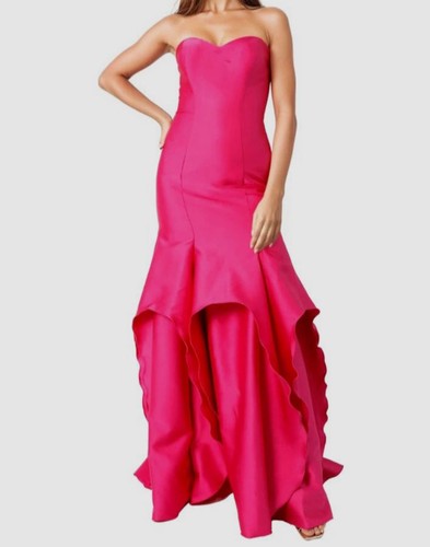 Rene Ruiz Collection Damen rosa trägerlos Rüschen unten Kleid Dress Gr. 14