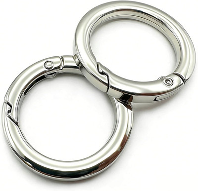 10 Pack Flat Spring O Ring, round Carabiner Clip Metal Keychain Rings, Key Ring
