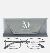 MICHAEL ADAMS MA-619T GUN Gunmetal Rectangle Full Rim Eyeglasses 53-16-140 B:33