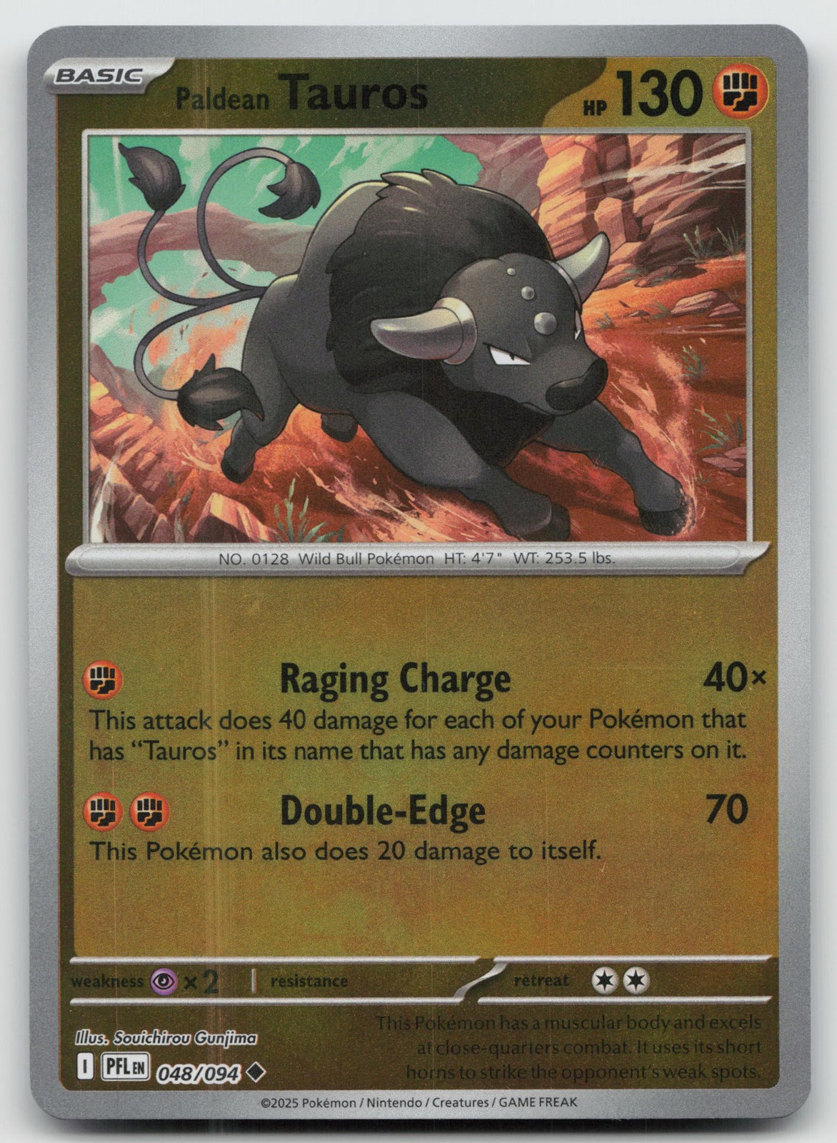 Paldean Tauros Uncommon Reverse Holo ME02: Phantasmal Flames 048/094 NM
