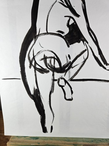 MOLLIE WALLACE ORIGINAL NUDE LIFE DRAWINGS SET OF TWO INK AND CHARCOAL STUDIES - Picture 5 of 22