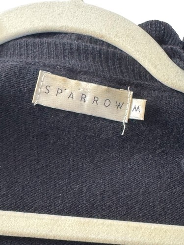 Anthropologie Sparrow Medium Black Cardigan Sweater Ruffle Cashmere Blend #4357 - Picture 7 of 10