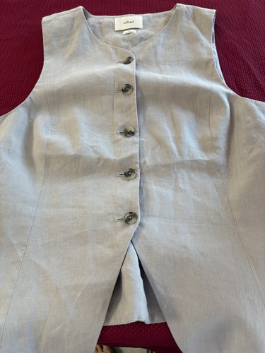 NWT Aritzia Wilfred Regal Size 12 women Slim fit Linen Button -up Vest - Picture 2 of 7