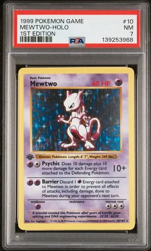 1999 POKEMON BASE SET 1ST EDITION #10 MEWTWO-HOLO PSA 7