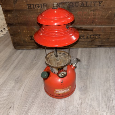 #ad Coleman 1958 Lantern Red 200A Camping Dated 1 58 No Globe Green Cap Vintage Rare $50.00