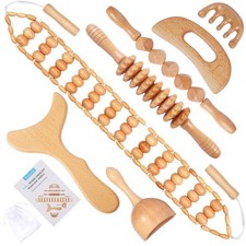 7-in-1 Wood Therapy Massage Tools Lymphatic Drainage Massager for Muscle Pain...