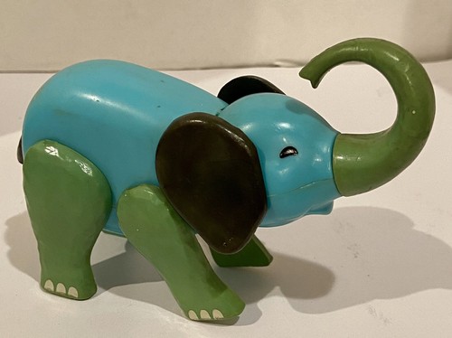 Vintage Fisher Price Little People Circus Train Poseable Blue Turquoise Elephant - Picture 4 of 7