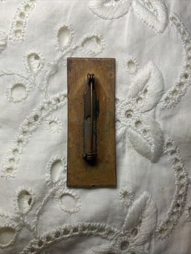 Broche prendedor moderno vintage de mediados de siglo esmaltado sobre cobre negro rojo blanco moteado - Imagen 5 de 5