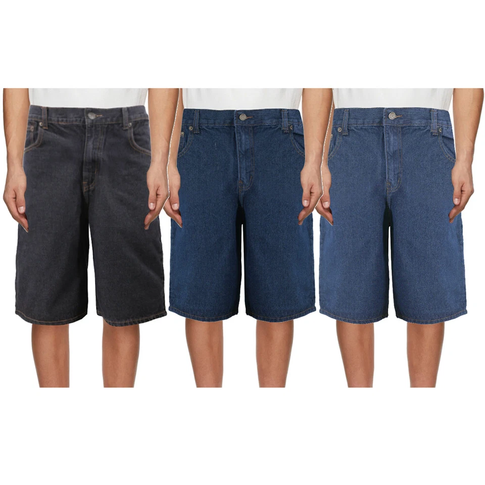 Men's Jean Shorts Premium Cotton Casual Relaxed Fit Flat Front Denim Shorts