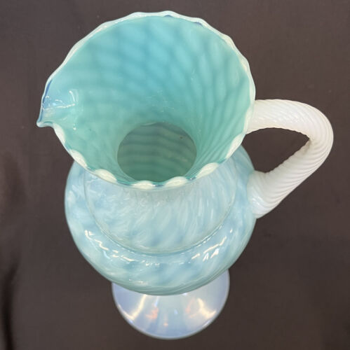 Huge Stelvia Empoli Murano Vaseline Glass ewer Jug Neoclassical Cameo 15" 1960's - Picture 6 of 12