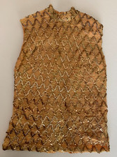 Vintage Gold Sequin Zip Back Lined Sleeveless Top-32" Chest