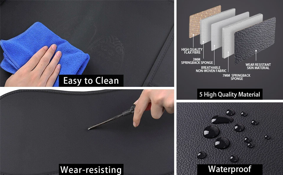 For Maserati Car Front/Rear Seat Covers 3D PU Leather Full Surround Cushions Mat Foto 2 de 4