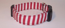 Wet Nose Designs Patriotic Red  White Flag Stripes Dog Collar USA