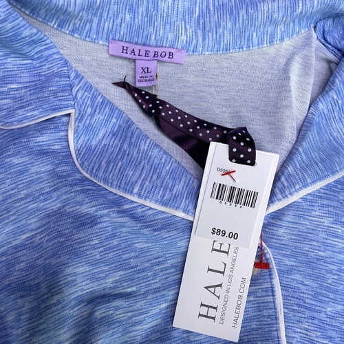 Hale Bob Classic Blue Long Sleeve PJs Pajama Top Soft / Comfortable Button Front - Picture 26 of 30