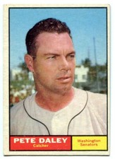 1961 Topps #158 Pete Daley Baseball Card - Washington Senators