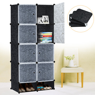 DIY Schrank Kleiderschrank Regalsystem Badregal Steckregal Schwarz Garderobe Neu