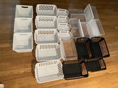 LOT of 22 Organizational Baskets and Bins Black and White