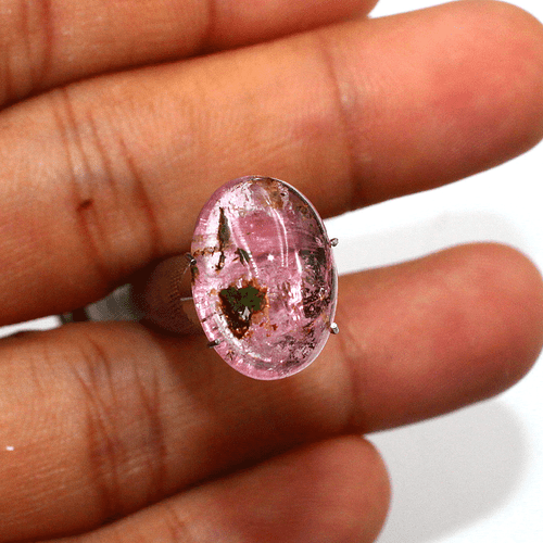 Piedra preciosa cabujón ovalada de turmalina sandía natural de 6,8 quilates sin tratar 15 mm x 10 mm - Imagen 4 de 18