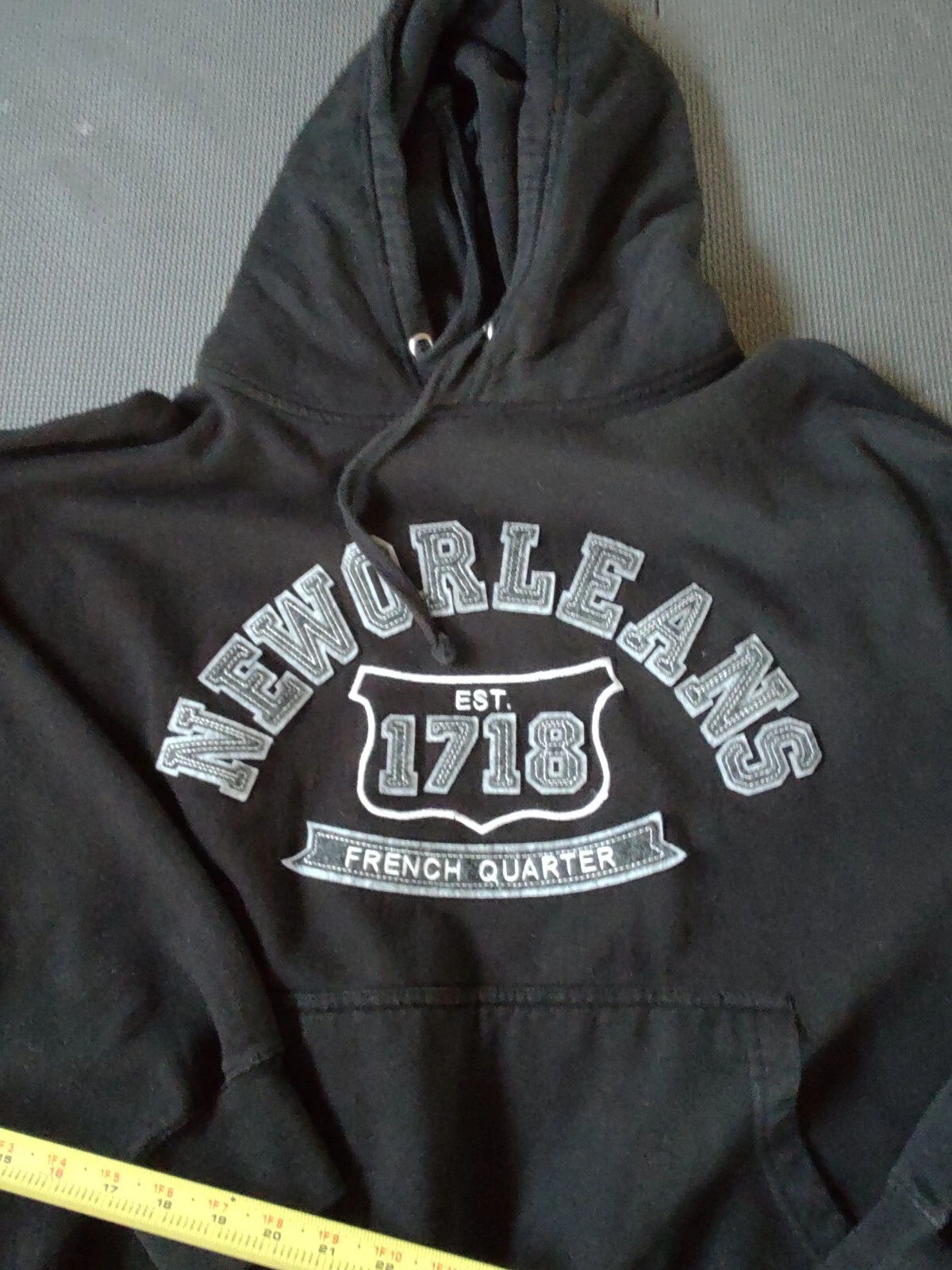 NOLA Unisex Black Hoodie New Orleans Men's Size XL Casual, Travel, Outerwear