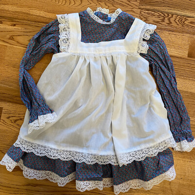Blue Floral Prairie Dress White Pinafore Apron Dress Cottage Core Handmade Vtg | eBay Blue Floral Prairie Dress White Pinafore Apron Dress Cottage Core Handmade Vtg | eBay