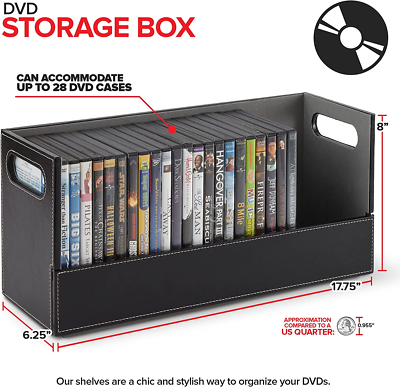 DVD Storage Box, Movie Shelf Organizer for Blu-Ray, Video