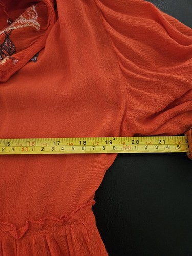 Vestido Campesino Free People Boho Bordado con Vestido Sin Mangas Incluido Naranja Talla XS - Imagen 14 de 22