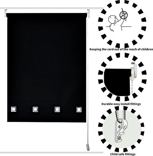 Quadrat Ösenrollo einfache Passform zuschneidbar Uni Stoff Fensterrollo - Bild 23 von 63