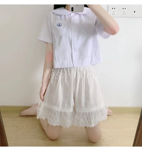 Women Ruffle Lace Trim Bloomers Half Slips Cotton Shorts Pettipants Split Skirt - Bild 6 von 10