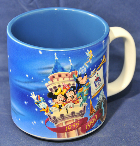 Disneyland 1990 35th Anniversary Coffee Tea Mug Mickey Minnie Mouse Donald Goofy - Picture 3 of 5