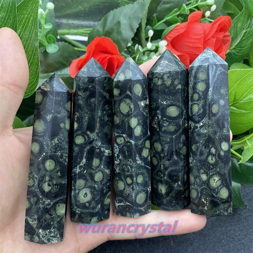 Bacchetta obelisco diaspro naturale Kambaba 70-90 mm cristallo quarzo punta Reiki 2 pezzi - Foto 5 di 12