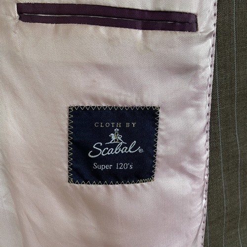 SCALA 2 Piece Suit Brown Pin Stripe Scabal Super 120s MTM Men's 43S W35 L33 - Picture 19 of 22