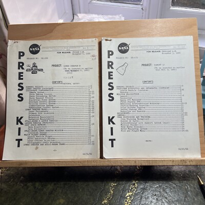 2 Original NASA Press Kit Packs - Gemini 12 & Lunar Orbiter B - 1966