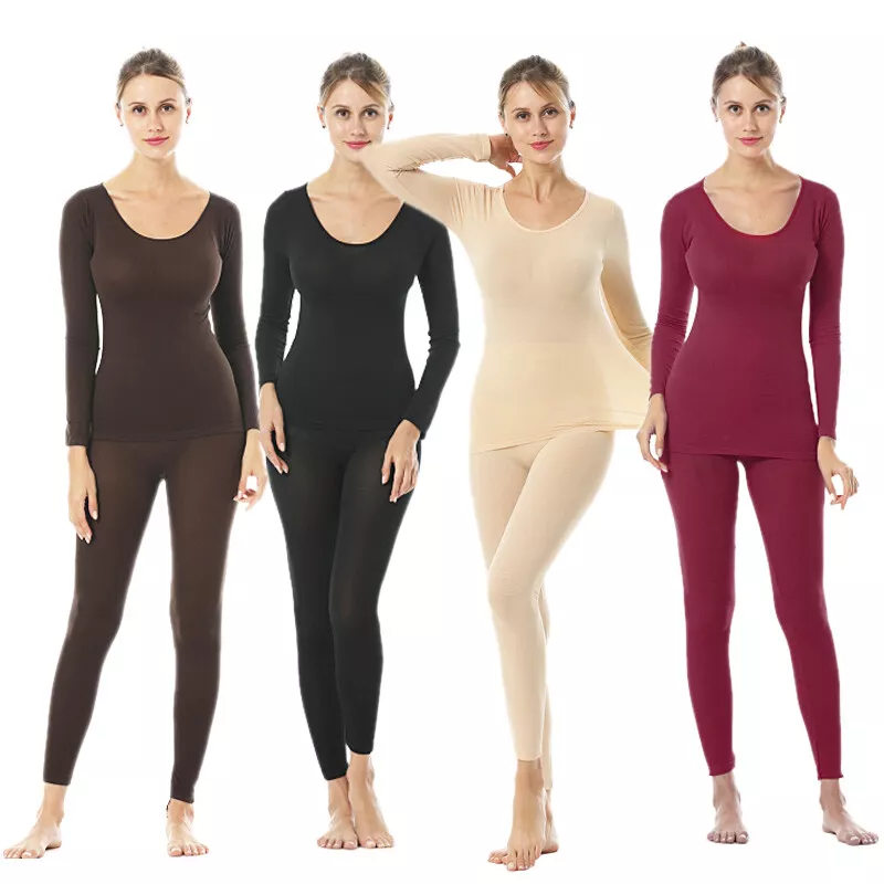 Women Winter Thermal Heated Underwear Set Warm Suit Ladies Thermo Top  Tights