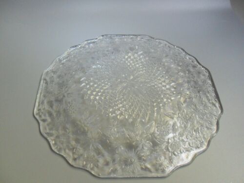 Pineapple & Floral Indiana Glass Depression Glass Luncheon Plate Clear 8-3/4" - Picture 12 of 12