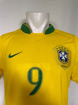 VTG Ronaldo #9 Brazil Nike Home Gold Soccer Jersey Men's XL | eBay