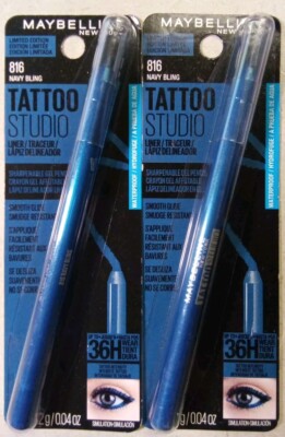 Maybelline Tattoo Studio Eye Liner NAVY BLING Blue #816 Limited Ed. Lot of 2