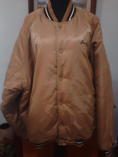 Vintage Sean John Wheat/Blk Snap Varsity Stitched Letter Bomber Jacket Men XXL - Picture 4 of 12